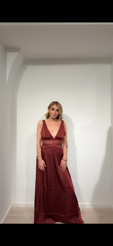 Abito Paris lungo con inserti in pizzo