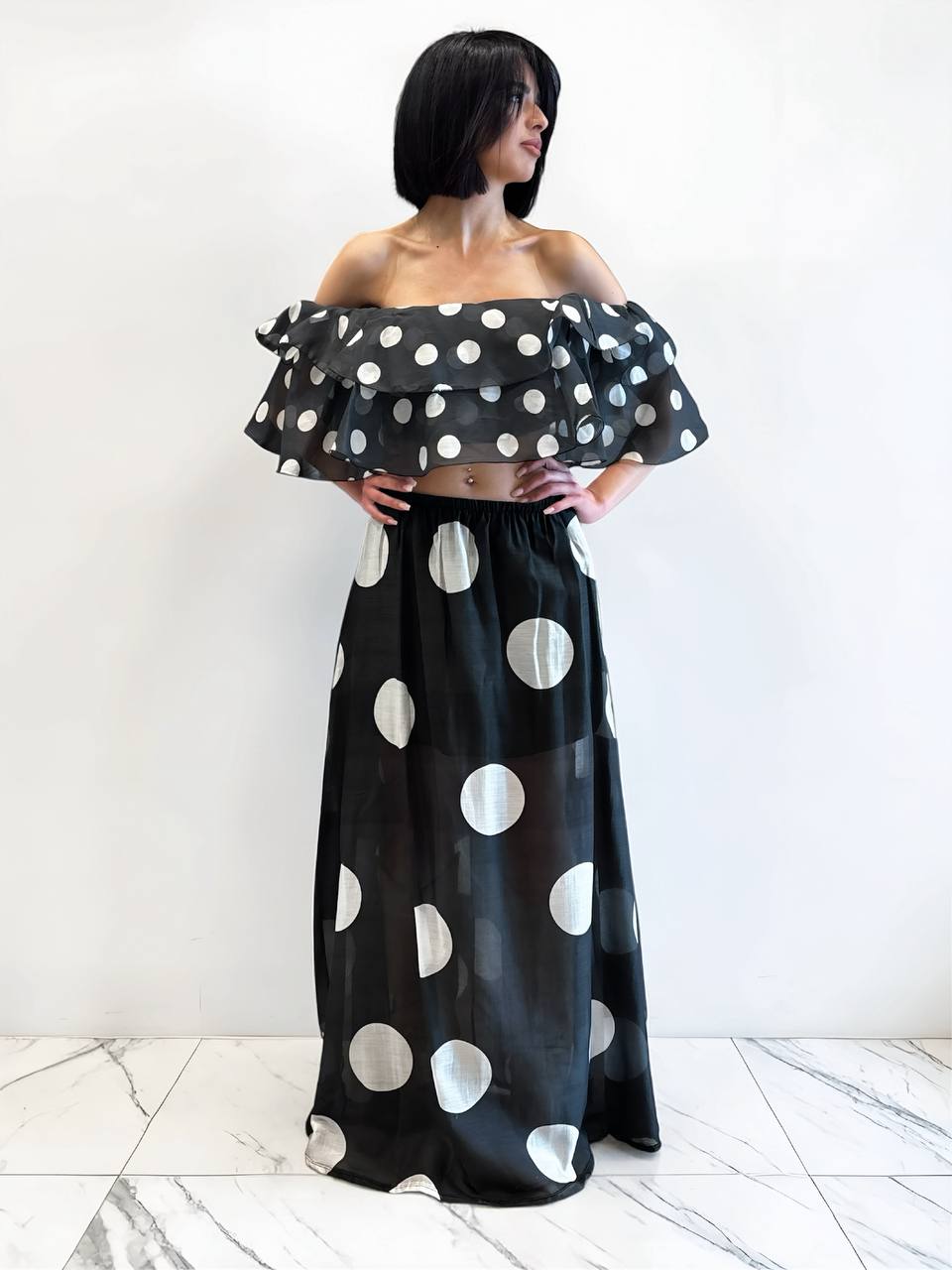 Abito Organza Pois