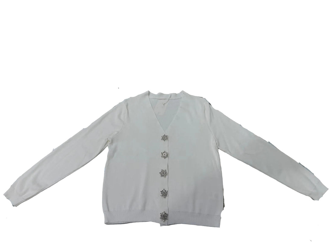 Maglia Flora  nera con bottoni gioiello